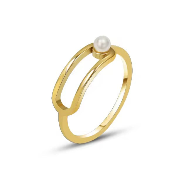 Geometric pearl Ring