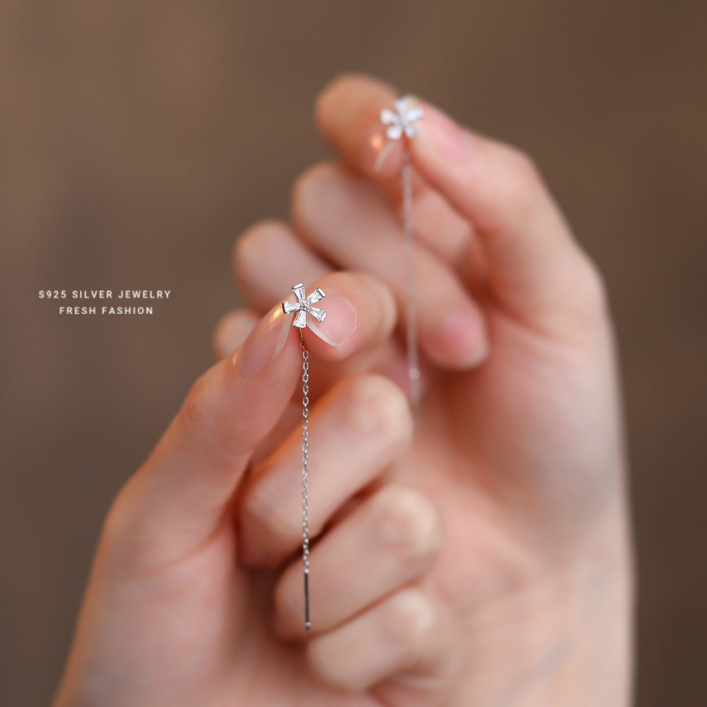 925 Flower long Earrings Collage