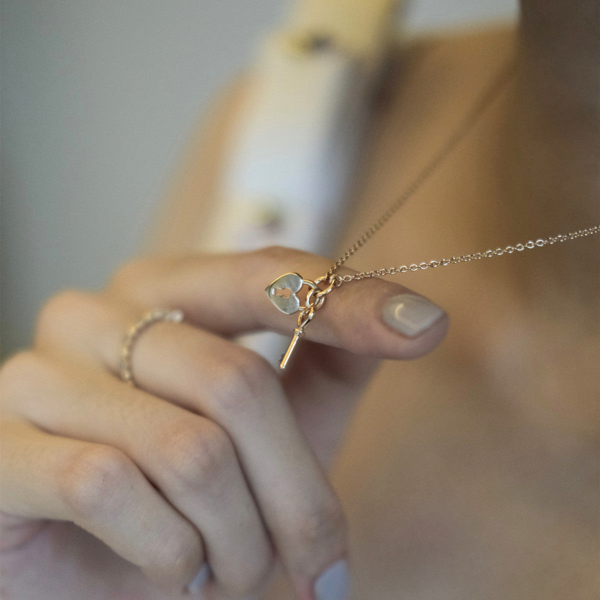 S925 key and Lock Necklace