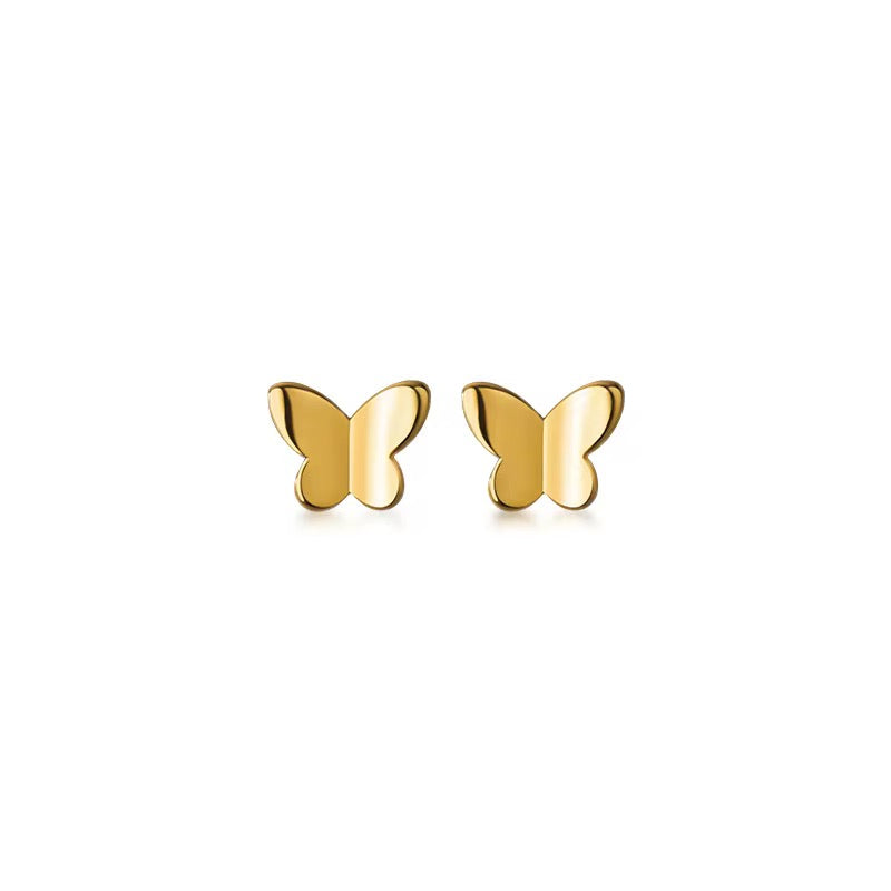Tiny butterfly gold stud